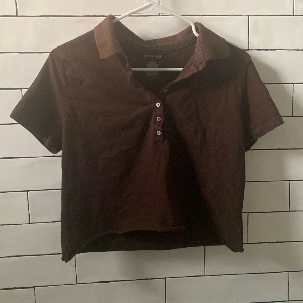 Large Brown Cropped Polo